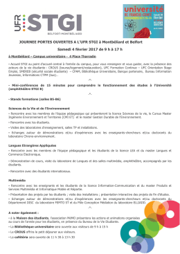 Programme portes ouvertes UFR STGI