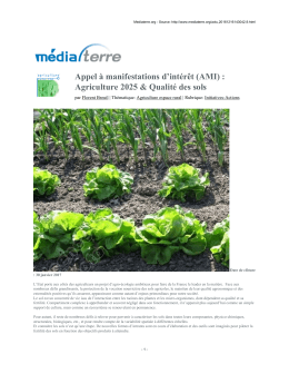 Appel &agrave; manifestations d`int&eacute;r&ecirc;t (AMI) : Agriculture 2025
