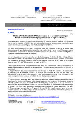 Communiqu&eacute; de presse Communiqu&eacute; de presse Michel SAPIN et