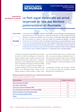 Elections parlementaire en Roumanie - 11 Décembre 2016