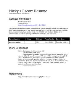 Nicky`s Escort Resume