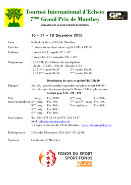 Annonce officielle - Club d`&eacute;checs de Monthey