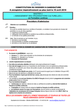 S&eacute;lection et candidature - Master Management des Organisations