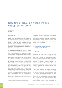 Résultats et situation financière des entreprises en 2015