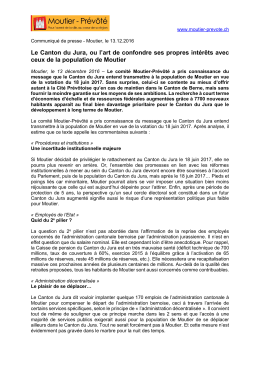 Le Canton du Jura, ou l`art de confondre ses propres intérêts avec