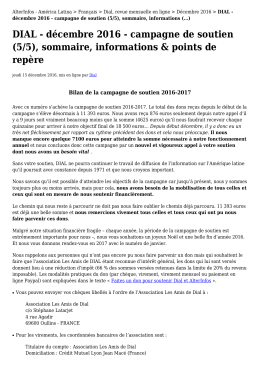 DIAL - décembre - campagne de soutien (5/5), sommaire