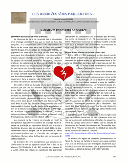 Jugements et dossiers de divorce