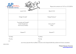 Semaine du 12/12 au 15/12/2016 (secondaire)