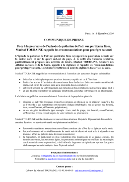 COMMUNIQUE DE PRESSE Face à la poursuite de l`épisode de