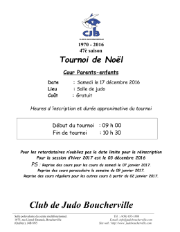 Tournoi de Noël - Club de judo Boucherville