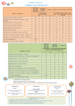 Tarifs locations 2017 - Camping La Promenade