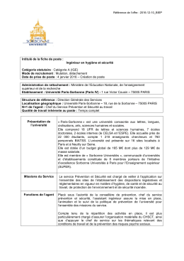 1 – Descriptif des fonctions de l`agent - Université Paris