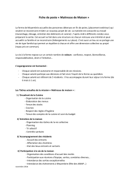 Fiche de poste &laquo; Maitresse de Maison