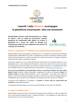 Reworld Media Ventures accompagne la plateforme Cocoricauses