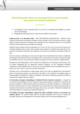 Safe Orthopaedics obtient le marquage CE d`un nouvel implant pour
