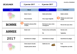 Menus de la cantine