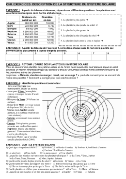 Exercices. Description de la structure de l`Univers. Les plan&egrave;tes