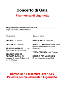 Programma del Concerto di Gala 2016 dirige il