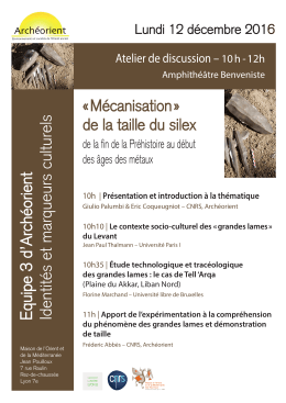 « Mécanisation » de la taille du silex Equipe 3 d`Archéorient