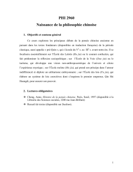 PHI 2960 Naissance de la philosophie chinoise