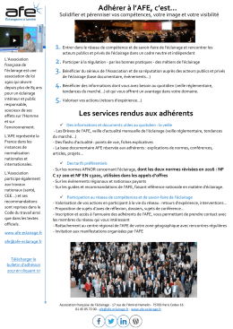 Adhérer à l`AFE, c`est… Les services rendus aux adhérents