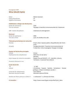 Mme Sylvie SALLES - Ecole Nationale Supérieure d`Architecture