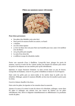 Pâtes au saumon sauce citronnée