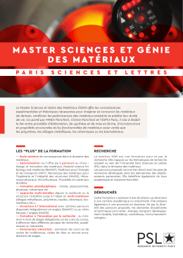 Master sciences et Génie des Matériaux