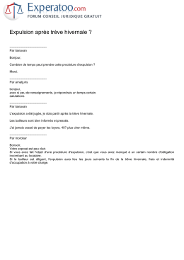 Expulsion apr&egrave;s tr&egrave;ve hivernale
