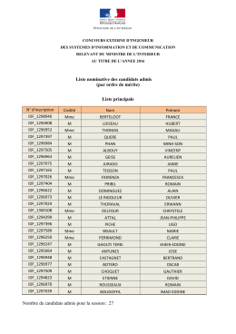 annexe u liste des candidats admissibles