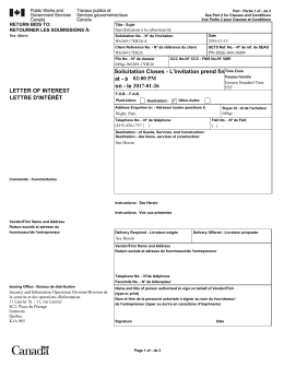 LETTER OF INTEREST LETTRE D`INT&Eacute;R&Ecirc;T