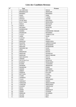 Liste des Candidats Retenus