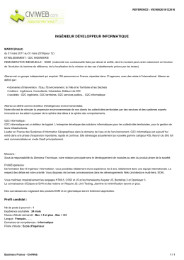Offre ING&Eacute;NIEUR D&Eacute;VELOPPEUR INFORMATIQUE