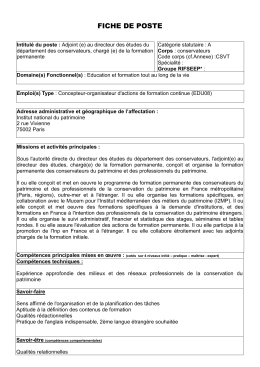 fiche de poste - Institut national du patrimoine