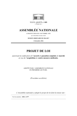 ASSEMBL&Eacute;E NATIONALE PROJET DE LOI
