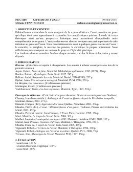FRA 1205 LECTURE DE L`ESSAI (HIVER 2017) M&eacute;lanie