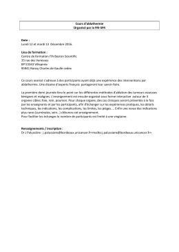 Cours d`ablathermie Organisé par la FRI