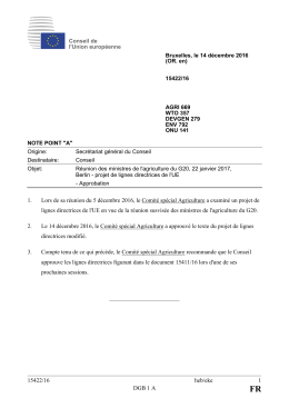 15422/16 heb/eke 1 DGB 1 A 1. Lors de sa r&eacute;union du 5 d&eacute;cembre