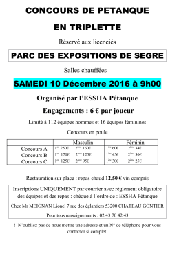 concours de petanque en triplette