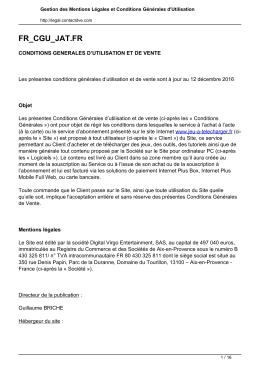 Conditions Générales d`Utilisation