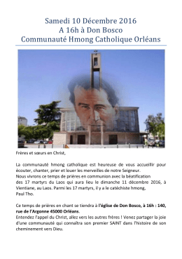 Samedi 10 Décembre 2016 A 16h à Don Bosco Communauté