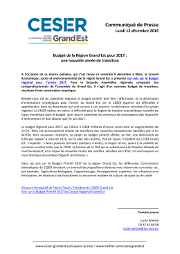 Communiqu&eacute; de Presse