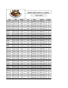 Jour Date Début Fin Type Endroit Durée Mercredi 2016-12