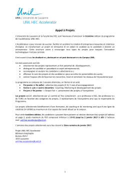 Appel &agrave; Projets - HEC Lausanne