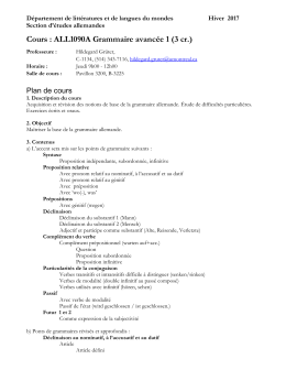 Grammaire avanc&eacute;e - D&eacute;partement de litt&eacute;ratures et de langues du