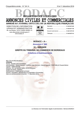 ANNONCES CIVILES ET COMMERCIALES