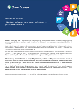 Teleperformance réalise un nouveau placement privé aux États