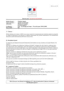 Architecte technique (logiciel) ETD/BUA fiche de poste ref: 404