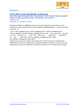 Forum: Moteur de jeu GameBlender et alternatives
