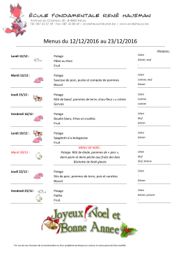 Menus du 12/12/2016 au 23/12/2016